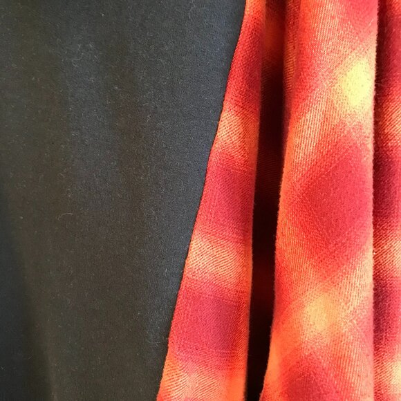 Upcycled Pullover Hoodie, Plus Size: Patchwork Flannel Sweatshirt, Red Plaid - Picture 10 of 13